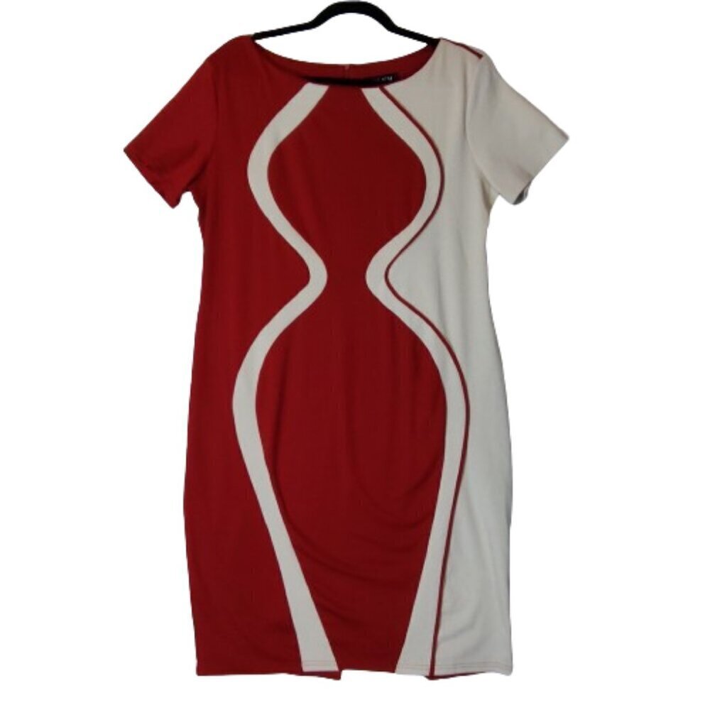 Red & Cream Sz. 2XL OKLICH Pencil Dress